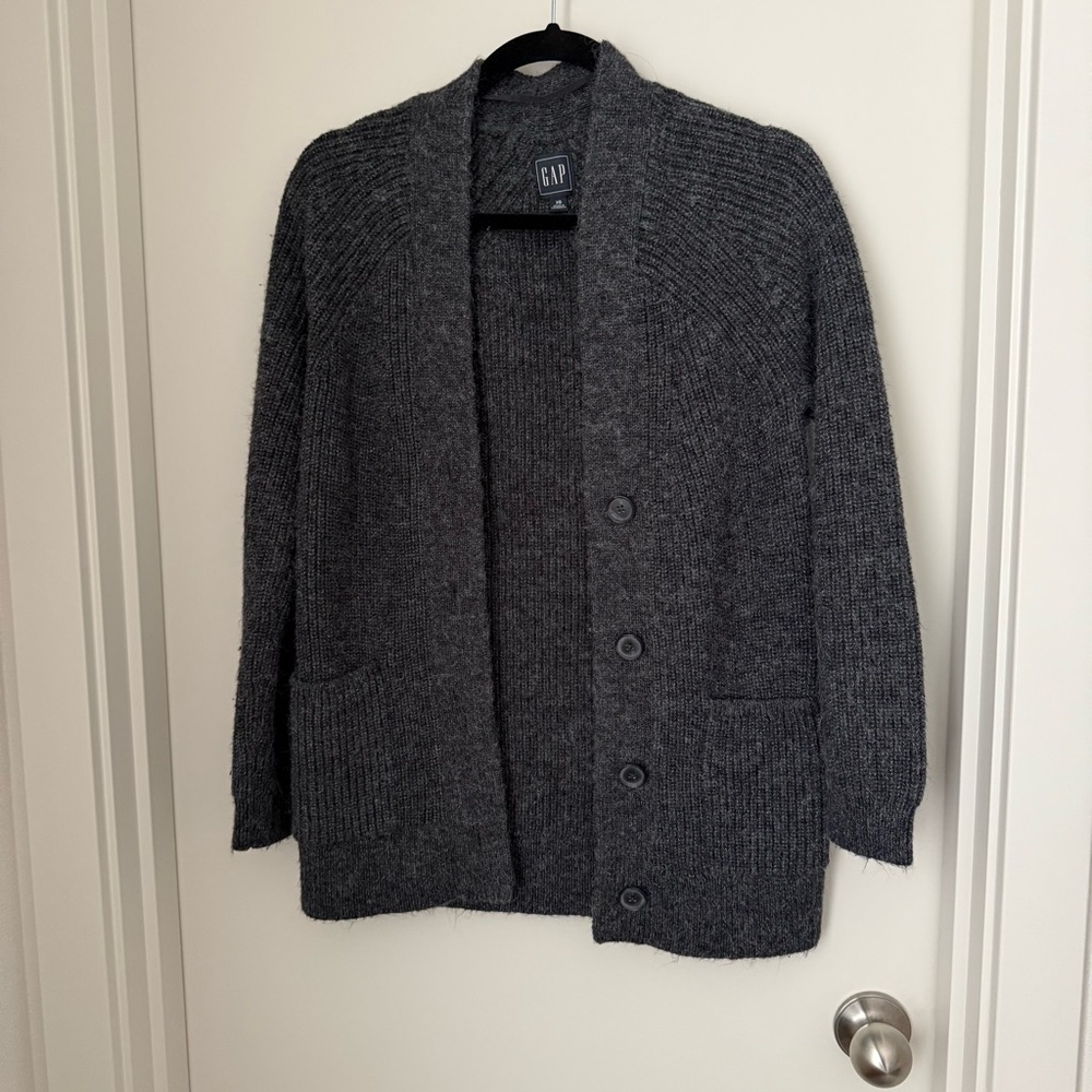 GAP Charcoal Shaker Stitch Knit Long Cardigan